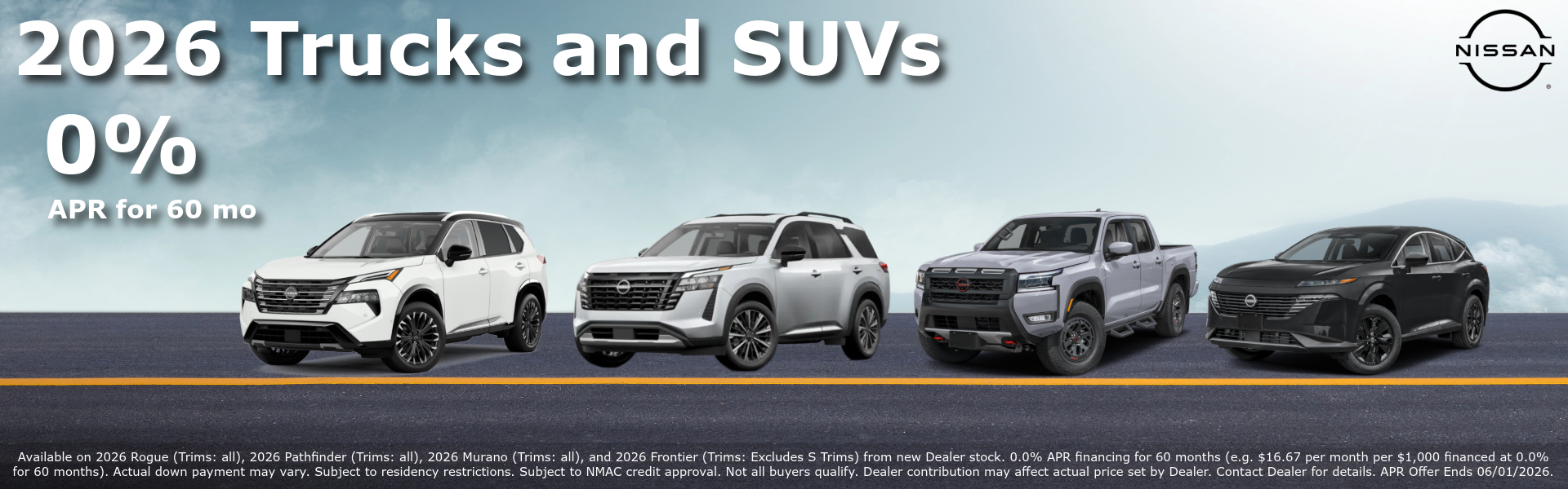 0% APR on NEW Nissan Trucks and SUV's