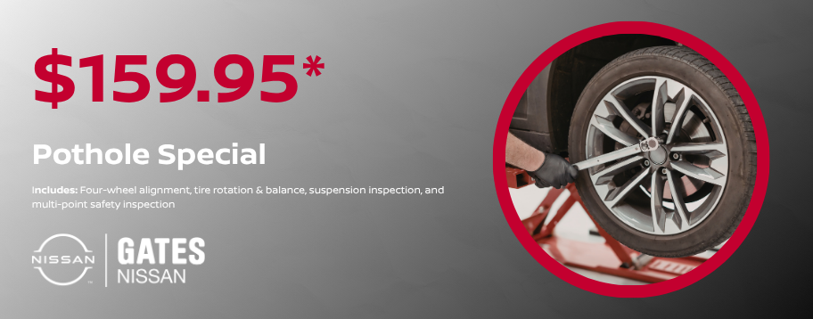 $159.95 Pothole Special including four-wheel alignment, tire rotation and balance, suspension inspection, and multi-point safety inspection in Richmond KY.