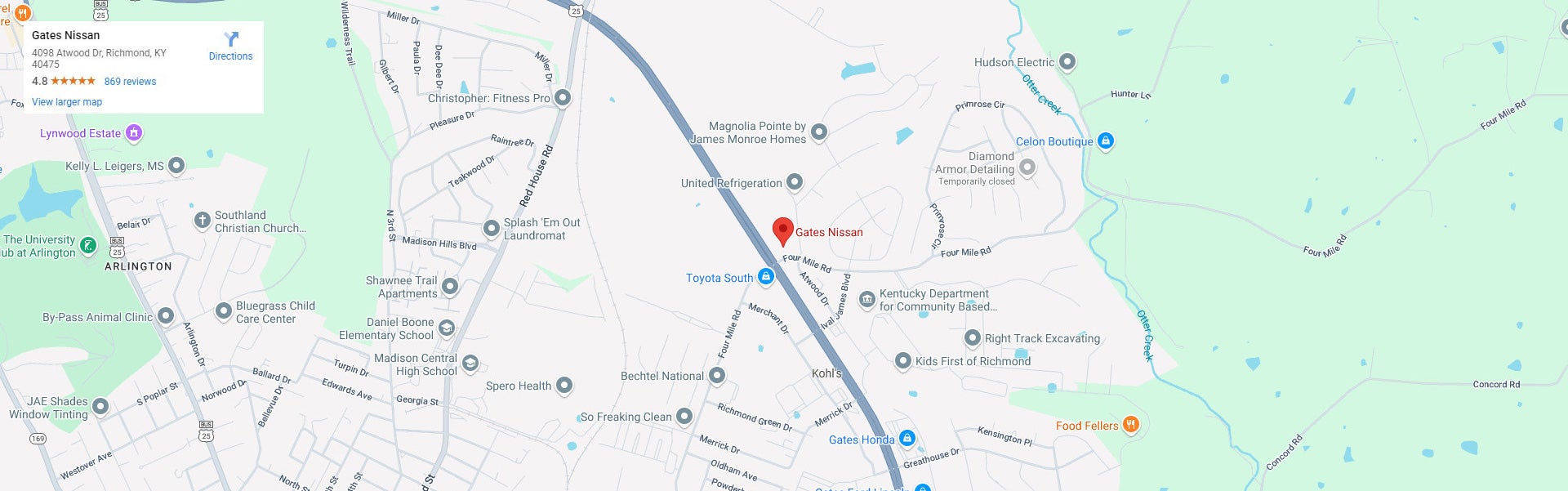 Gates Nissan of Richmond Homepage Map